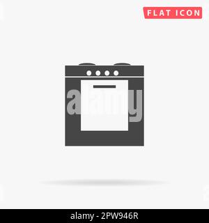 Stove. Simple flat black symbol with shadow on white background. Vector illustration pictogram Stock Vector