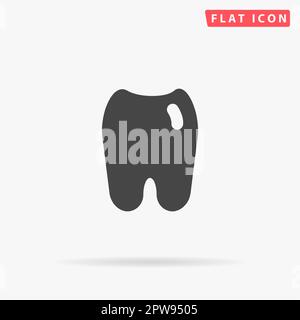 Tooth. Simple flat black symbol with shadow on white background. Vector illustration pictogram Stock Vector