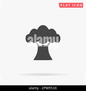 Baobab tree. Simple flat black symbol with shadow on white background. Vector illustration pictogram Stock Vector