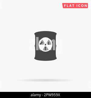 Container with radioactive waste. Simple flat black symbol with shadow on white background. Vector illustration pictogram Stock Vector