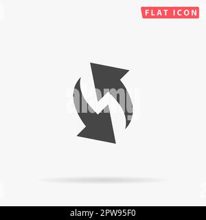 Rounded two arrows. Simple flat black symbol with shadow on white background. Vector illustration pictogram Stock Vector