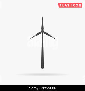 Windmill. Simple flat black symbol with shadow on white background. Vector illustration pictogram Stock Vector