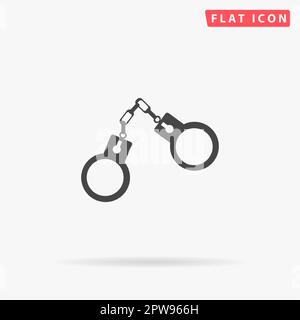 Handcuffs. Simple flat black symbol with shadow on white background. Vector illustration pictogram Stock Vector