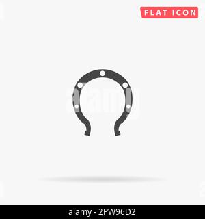 Horseshoe. Simple flat black symbol with shadow on white background. Vector illustration pictogram Stock Vector