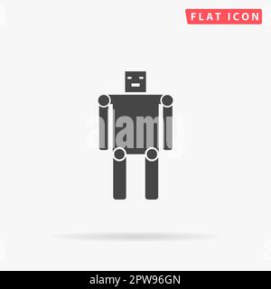 Funny robot. Simple flat black symbol with shadow on white background. Vector illustration pictogram Stock Vector