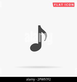 Music Note. Simple flat black symbol with shadow on white background. Vector illustration pictogram Stock Vector