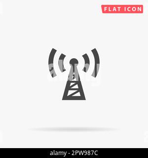 Transmitter. Simple flat black symbol with shadow on white background. Vector illustration pictogram Stock Vector