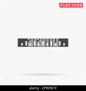 Straightedge. Simple flat black symbol with shadow on white background. Vector illustration pictogram Stock Vector