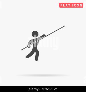 Pole vault athlete. Simple flat black symbol with shadow on white background. Vector illustration pictogram Stock Vector