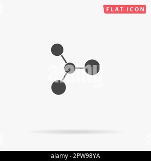 Molecule. Simple flat black symbol with shadow on white background. Vector illustration pictogram Stock Vector