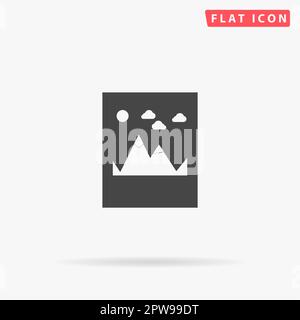 Mountain. Simple flat black symbol with shadow on white background. Vector illustration pictogram Stock Vector