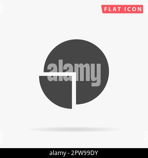 Pie chart. Simple flat black symbol with shadow on white background. Vector illustration pictogram Stock Vector