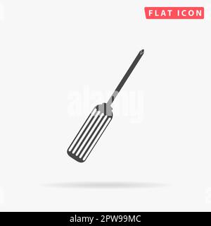 Pocket phillips screwdriver. Simple flat black symbol with shadow on white background. Vector illustration pictogram Stock Vector