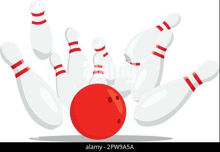 Bowling Ball Hitting Pins Illustration Stock Vector