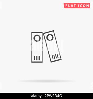 Row of binders. Simple flat black symbol with shadow on white background. Vector illustration pictogram Stock Vector