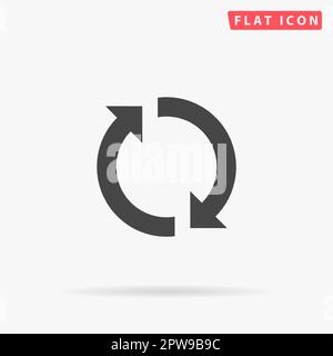 Refresh reload rotation loop sign. Simple flat black symbol with shadow on white background. Vector illustration pictogram Stock Vector
