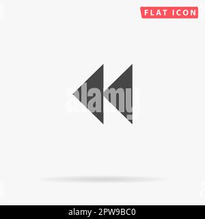 Rewind back. Simple flat black symbol with shadow on white background. Vector illustration pictogram Stock Vector