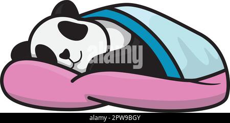 Cute Panda Sleeping Under a Blanket Illustration Stock Vector