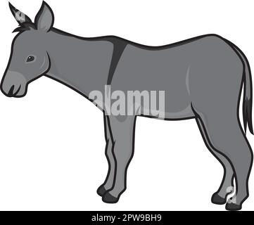 Detailed Donkey with Standing Gesture Illustration Stock Vector