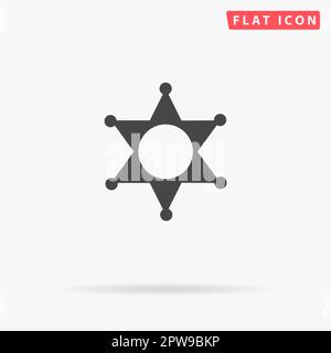Sheriff star. Simple flat black symbol with shadow on white background. Vector illustration pictogram Stock Vector