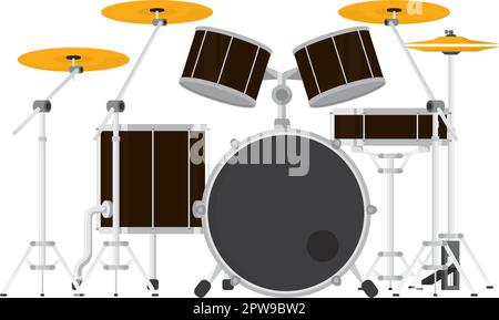 Detailed Drum Set the Percussion Instrument Illustration Stock Vector