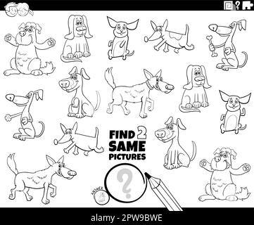 find two same cartoon dogs game coloring page Stock Vector Image & Art ...