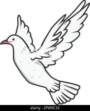 Detailed Flying White Pigeon Illustration Stock Vector