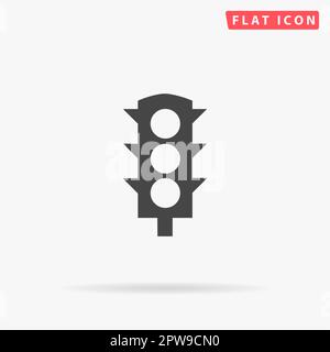 Simple Traffic light. Simple flat black symbol with shadow on white background. Vector illustration pictogram Stock Vector