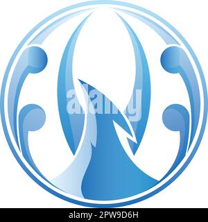 Bright Blue Phoenix Rising Symbol Stock Vector