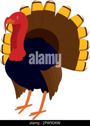 Detailed Turkey with Standing Gesture Illustration Stock Vector