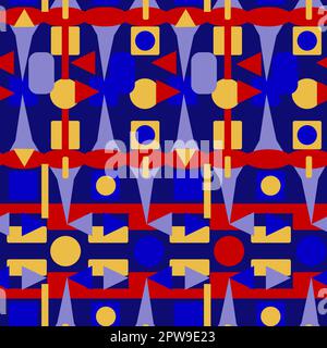 a pattern without a background of colorful bright and contrasting geometric shapes Stock Vector