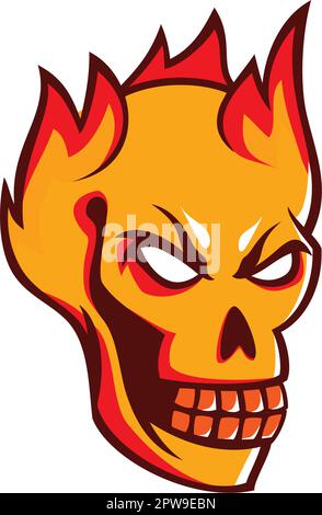 Skull on Fire Illustration Stock Vector