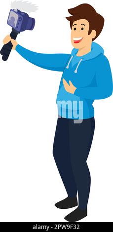 Happy and Joyful Vlogger Illustration Stock Vector