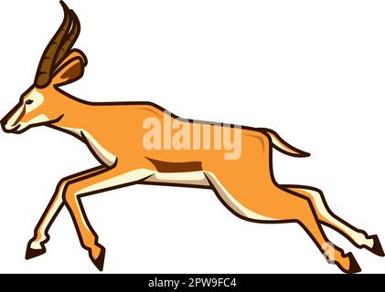 Detailed Antelope with Running Gesture Illustration Stock Vector