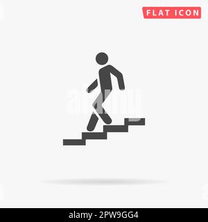 Down staircase. Simple flat black symbol with shadow on white background. Vector illustration pictogram Stock Vector