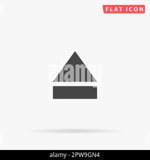 Eject or open player. Simple flat black symbol with shadow on white background. Vector illustration pictogram Stock Vector