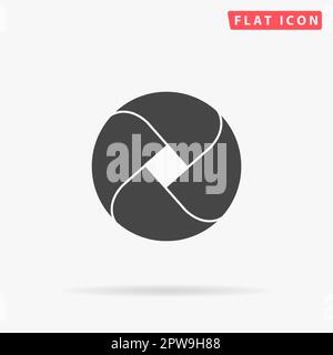 Loop circle. Simple flat black symbol with shadow on white background. Vector illustration pictogram Stock Vector
