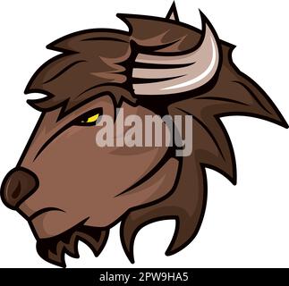 Detailed Bison Head with Calm Gesture Illustration Stock Vector