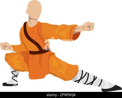 Shaolin Monk with Kung Fu Move Illustration Vector Stock Vector Image ...