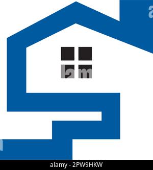 Simple Home and Real Estate combined with Stairs Like Shape Illustration Stock Vector