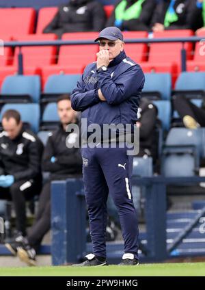 Falkirk manager John McGlynn on the touchline the Scottish Cup semi-final match at Hampden Park, Glasgow. Picture date: Saturday April 29, 2023. Stock Photo