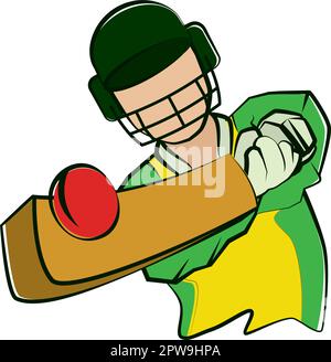 Cricket Player llustration with Silhouette Style Stock Vector