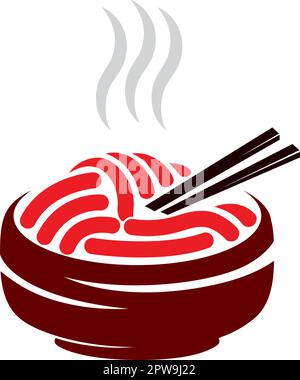 Hot Noodle in Bowl Illustration Stock Vector