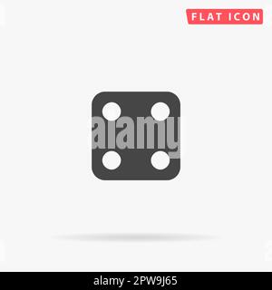 One dices - side with 4. Simple flat black symbol with shadow on white background. Vector illustration pictogram Stock Vector