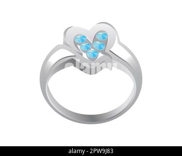 Detailed Diamond Wedding Ring Illustration Stock Vector