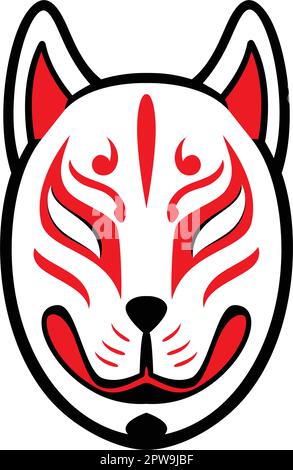 Japanese Kitsune Fox Mask Illustration Stock Vector