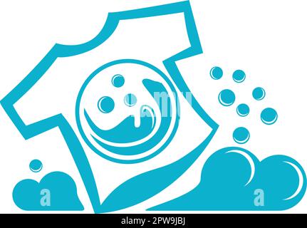 Laundry Symbol with T-Shirt and Waves Illustration Stock Vector
