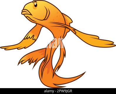 Detailed Elegant Gold Fish Illustration Stock Vector