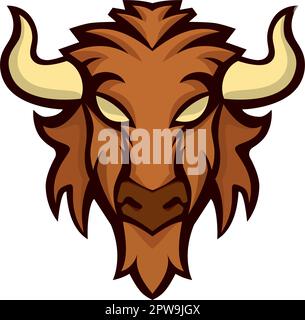 Detailed Bison Head Mascot and Emblem Illustration Stock Vector