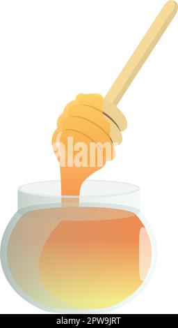 Detailed Honey in the Jar with Stick Illustration Stock Vector